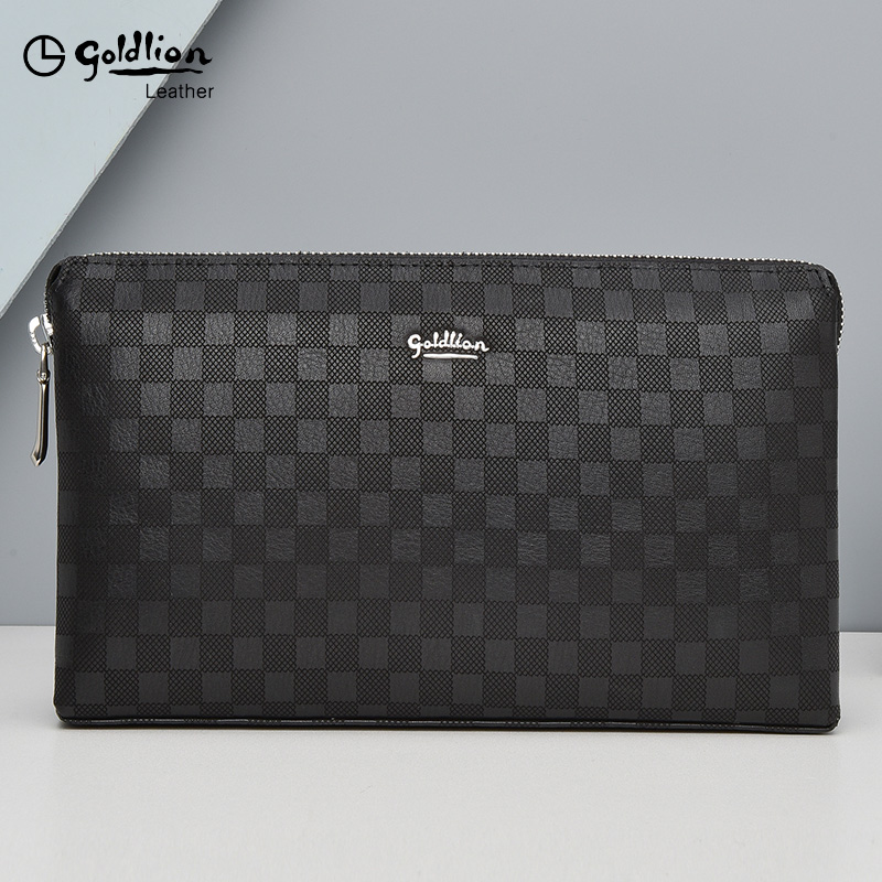 Kinley for men's handbags genuine leather plaid handbags high-end luxury brands men's bag 2021 new hand grip bag