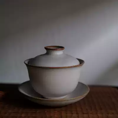 (Wuchun) Limited purchase of 1 50 percent discount special honey ash glaze three-cap bowl pure hand-made kung fu tea set not hot clay