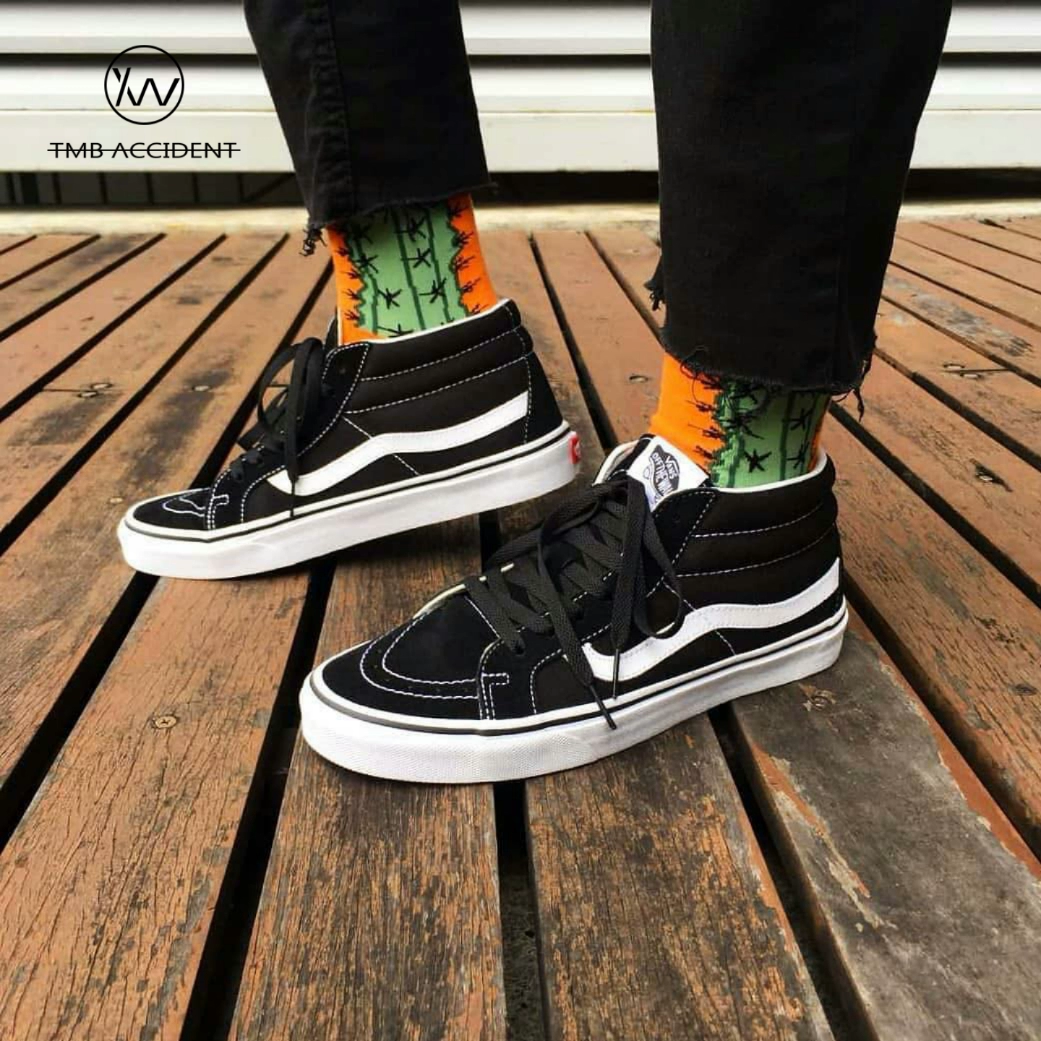 Vans Sk8-Mid giày nam cổ điển màu đen và trắng cổ điển Giày nữ giày trượt ván Giày vải VN0A391F6BT - Dép / giày thường