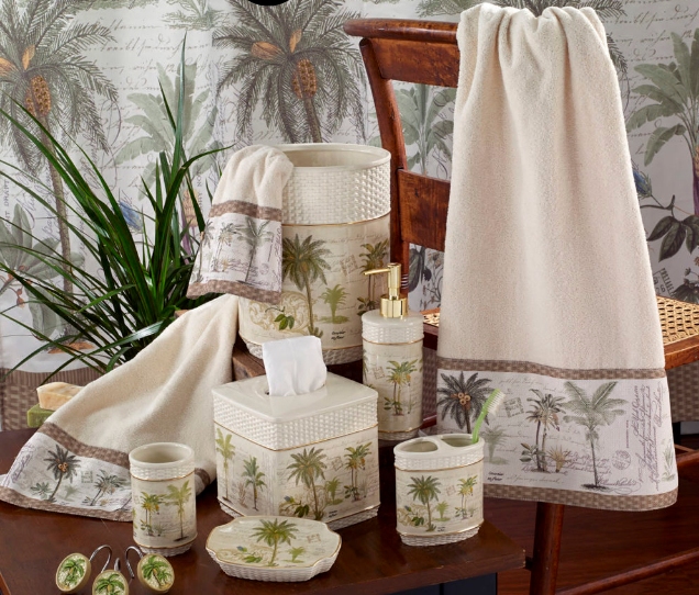 Nowhere in New York City Is There a Place Like Lower Town Park, Where You Can Import Nassau Breeze Palm Tree Ceramic Bathroom Sets, Including Bath Towels, Shower Curtains, and Floor Mats