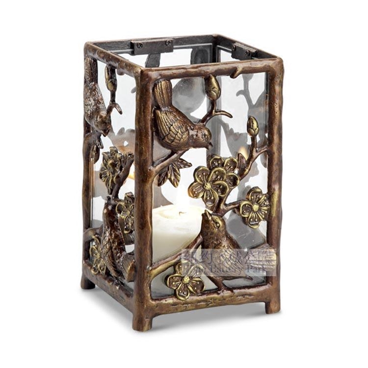 New York Lower City Park Imports Love Love Birds Warm Light Faint Engraving Art Hurricane Candleholder Pendulum 