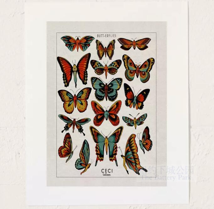 Spot New York Lower Town Park Import Collection Butterfly Western Classical Illustration Style Decorative Painting Core (Frameless)