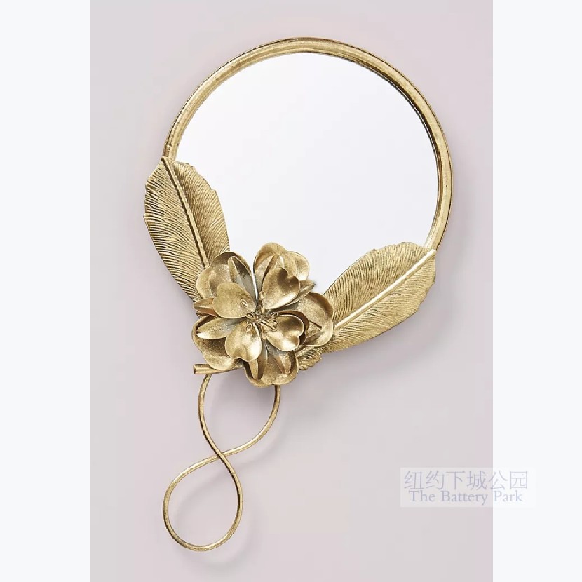 Spot New York Downtown Park Imports Alice Flowers Gold Foil Handheld Mirror Mirror