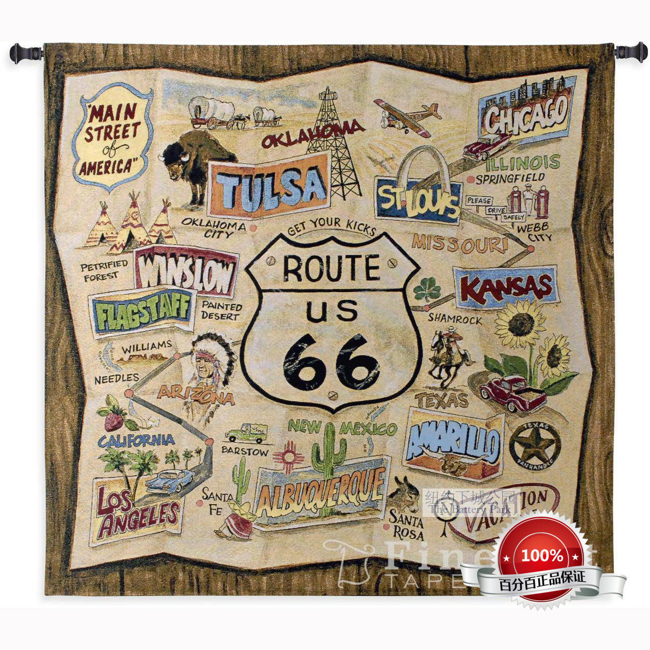 New York Lower City Park Imports Mothers Road 66 Highway Unlimited scenic cotton thread Woven Tapestry Leisure Blanket