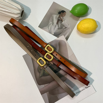 Ladys real fur belt fashion retro pants with simple hundred belt female decoration with skirt jeans suit