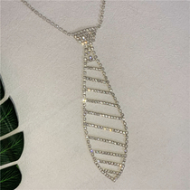 ins diamond tie vintage short rhinestone tie hollow personality bright diamond necklace female trampoline performance casual decoration