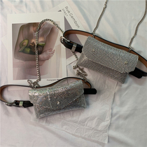 Personality flash drilling inlaid with purse ins2020 Korean version of new inclined cross detachable belt female 100 lap strap bag tide