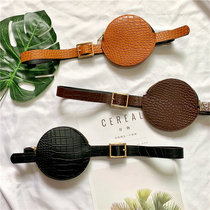 ins new round crocodile small waist bag fashion wild belt Women mini detachable belt zipper bag