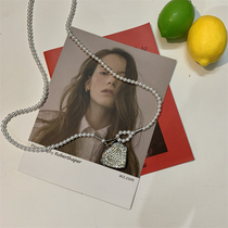 Pearl chain waist chain slug female fashion water drill heart type pendant decorated belt with skirt suit accessories