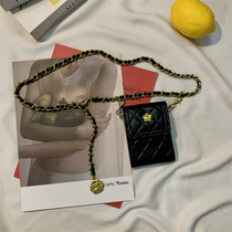 2021 Weaving diamond quality chain chain waist bag with fashion small bag bag girl sloping waist chain waist tide