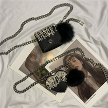 ins new chain tassel sparkling rhinestone waist chain Love bag Korean version of cross-purpose mini hairball belt bag