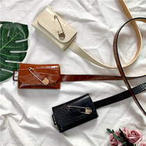 2019 New Harbor wind chic street shoot crocodile pattern Puppin small pin decorative belt women detachable small waist bag tide