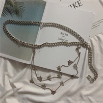 ins butterfly waist chain lady decorate fine belt Jane approb. 100 lap dress metal iron chain fashion leather strap