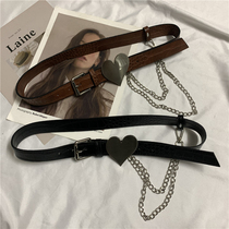 ins love metal buckle belt new Korean version of retro minimalist belt female decorative belt with suit dress