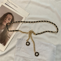 Korea ins New woven waist chain female fashion Joker metal chain belt decoration with skirt thin waist chain tide