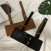 Net red ins new 2020 braces wide belt lady PU leather slim 100 lap shoulder strap outside lap tightness waist seal