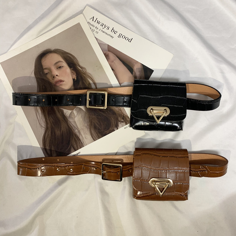 ins new Korean version trendy mini purse stone tattoo belt lady bag brief about 100 lap strap decorative tide