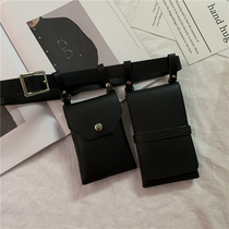 Korean version of the new fashion 100 lap double pocket texture Large capacity Crocodile Tattoo leather Decorative Strap Bag Mobile Phone Bag Girdle Woman