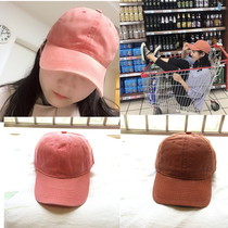 Korean ins red man with wild chic style old water wash orange pumpkin color shade duck tongue hat men and women