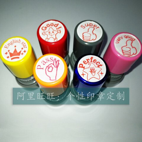 Good Pass English star Very good Perfect Super English Teacher seal