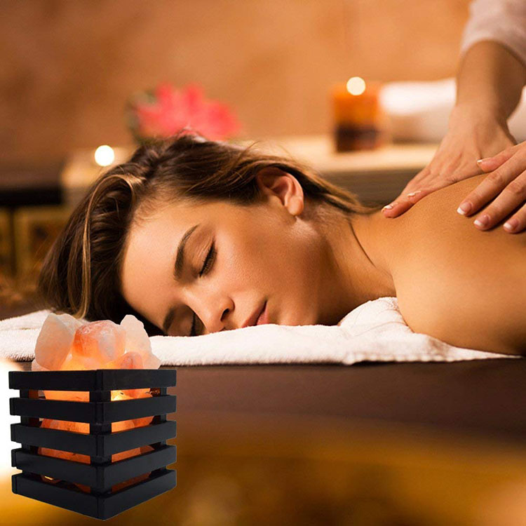 Himalayan S Grade Crystal Salt Lamp Eurostyle Wooden Frame Desk Light Fashion Creative Table Light Bedroom Bedside Small Night Light