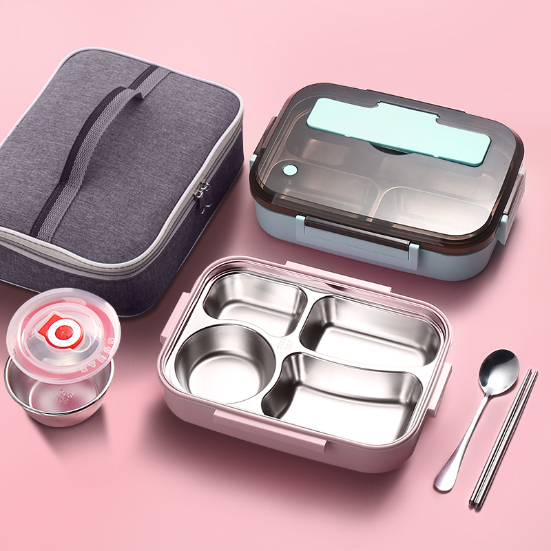 304 Stainless Steel Elementary School Children Insulation Lunch Box Office Worker Children 1st Grade Anti-Burn Separated Type Lunch Box With Dining Box
