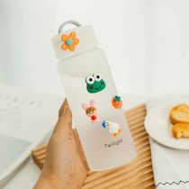 Japanese minimalist glass portable fresh forest female student water cup creative personality trend high-value cup male