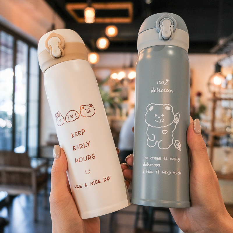 Play Cover Insulation Cup Schoolgirl Brief Portable Cute Teenage Girl Water Glass Large Capacity Men's Creative Personality Trendy Cups