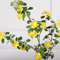 Simulation yellow flower windbell wood leaf almond flower small yellow flower small fresh simulation flower home living room flower arrangement decoration pendulum piece