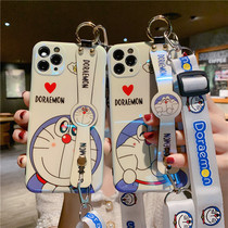 Cute apple 12Pro mobile phone shell cartoon 12promax Doraemon bracelet holder iphone11 Tinder for cat XS ultra cute teenage girl Heart silicone sleeve XR Cartoon Day Ensemble Max