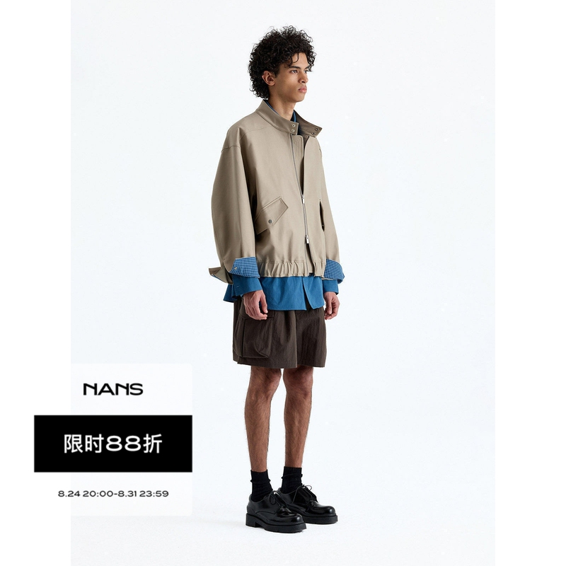 Nans High-Density Long-Staple Cotton Nylon Fiber Blend Plaid Patchwork Cuff Classic Harrington Jacket Ns9B05 Nans High-Density Long-Staple Cotton Nylon Fiber Blend Plaid Patchwork Cuff Classic Harrington Jacket Ns9B05
