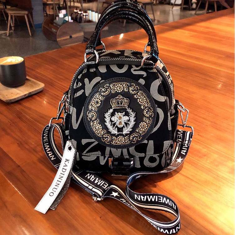 Hong Kong alphabet backpack women's bag ins fashion all-match messenger bag Western style small backpack three-use bag trend