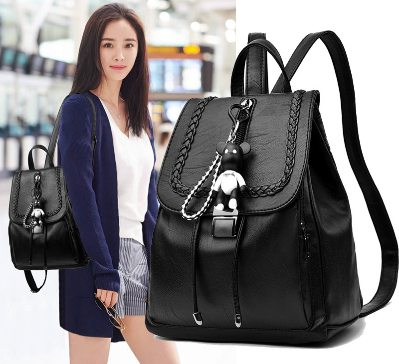Hong Kong backpack women's 2022 new trendy Korean version all-match real soft leather small bag star with the same small backpack