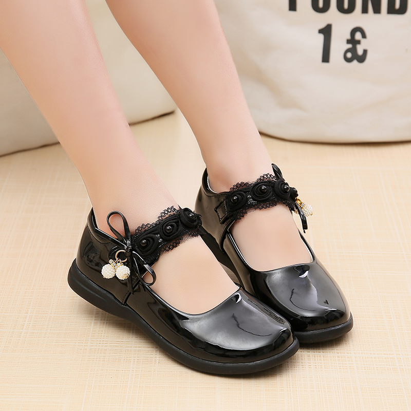 669 Blackgirl leather shoes black 2021 spring and autumn new pattern children pupil show British style soft sole baby princess Single shoes