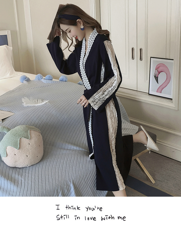 Đồ ngủ nữ mùa xuân và mùa thu cotton dài tay ánh sáng sang trọng áo ngủ nữ mùa đông áo choàng dài phần nhà dịch vụ áo choàng tắm áo choàng đôi