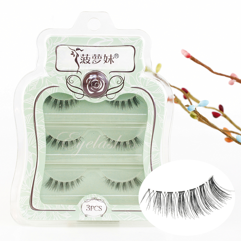 Pineapple Girl False Eyelashes Natural Half Tufted Eye Tail Lengthening 3 Pairs Soft and Realistic R07