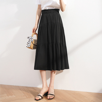 Snowspun half-body dress Women in summer high waist Pepperpletresses in long style Umbrella Skirt Super-fire Sensation Skirt White half-body long dress