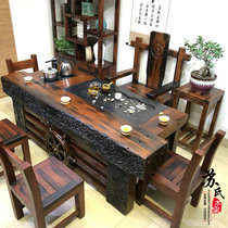 Old boat wood solid wood tea table and chairs combined new Chinese Kung Fu tea table tea table simple tea table chair Zen Serie tea art table