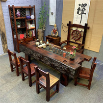 Old boat wood tea table chair combination Chinese style brief solid wood tea table New Chinese kongfu tea several boats wood tea table