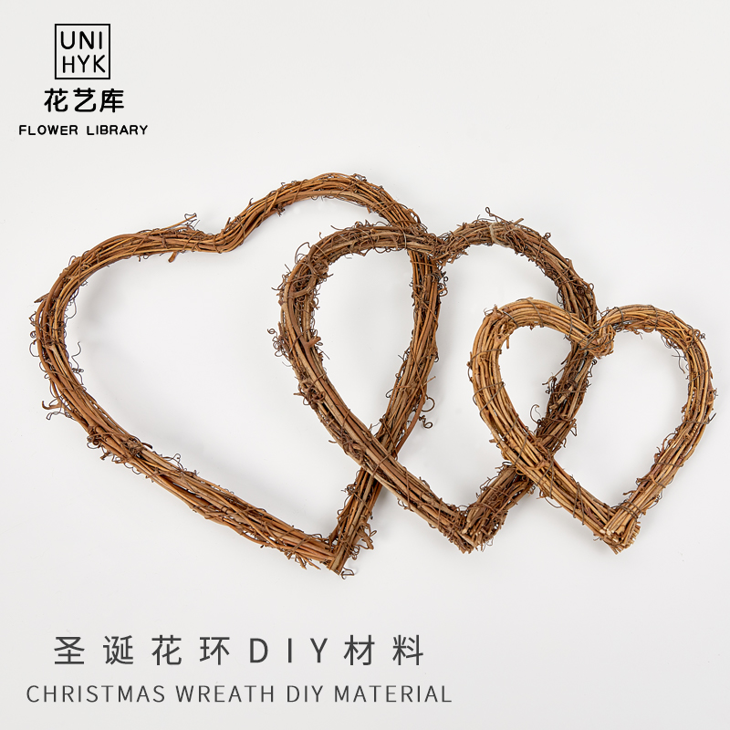 Christmas wreath diy flower rattan decoration fake leaves rattan circle winding wedding wedding car heart-shaped rattan garland