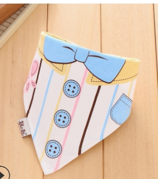 Silver Key Pure Cotton triangular Scarf, Waterproof saliva towel, Cartoon bib, Baby headscarf, Double-layer snap triangular scarf for children