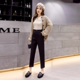 Шерстяные демисезонные штаны, карандаш, костюм, высокая талия, коллекция 2021, свободный прямой крой