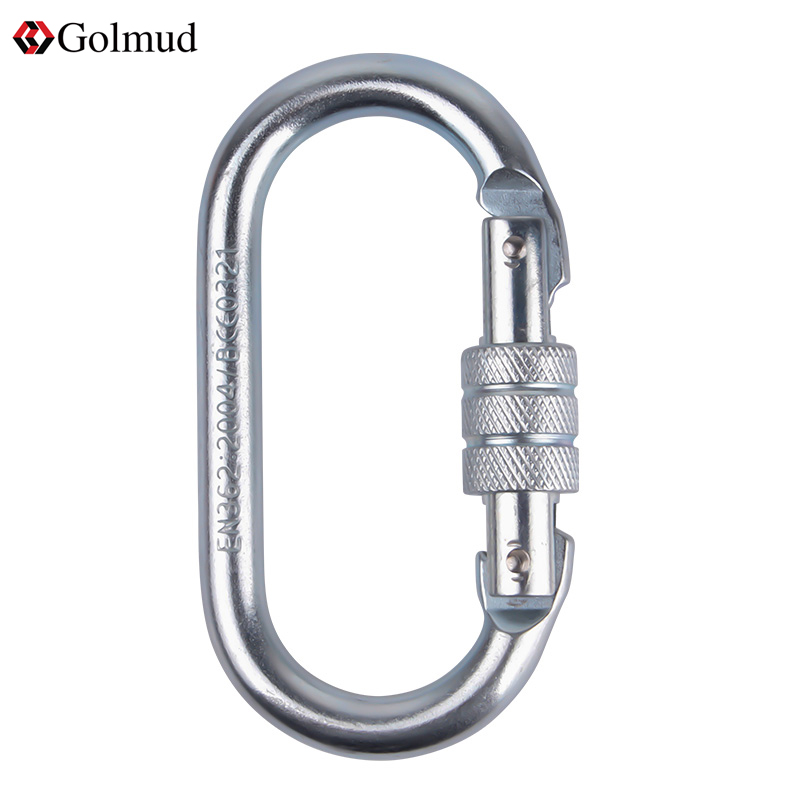 Outdoor rock climbing buckle main lock equipped with safety hook steel buckle Meilong lock carabiner load-bearing safety hook anti-trip lock buckle