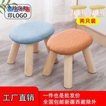 Solid wood shoe changing stool childrens small stool living room sofa stool fabric low stool coffee table stool small stool cute small chair
