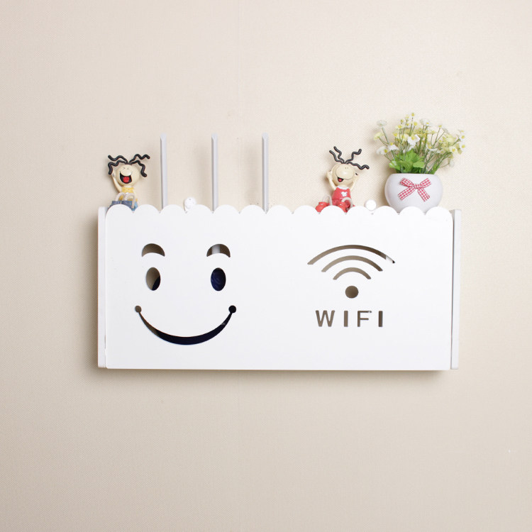 Wireless router storage box wall-mounted wifi light cat decoration cover box rack set-top box shelf free of punching