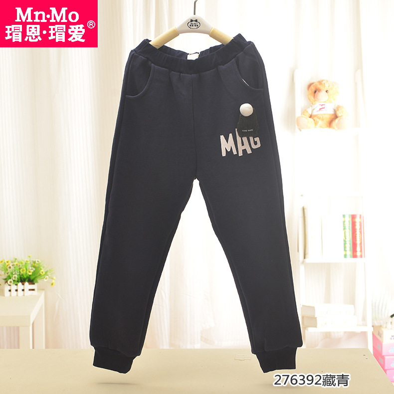 恩 瑁 裤 Trẻ em đôi cộng với quần nhung cotton thể thao quần baggi bé gái