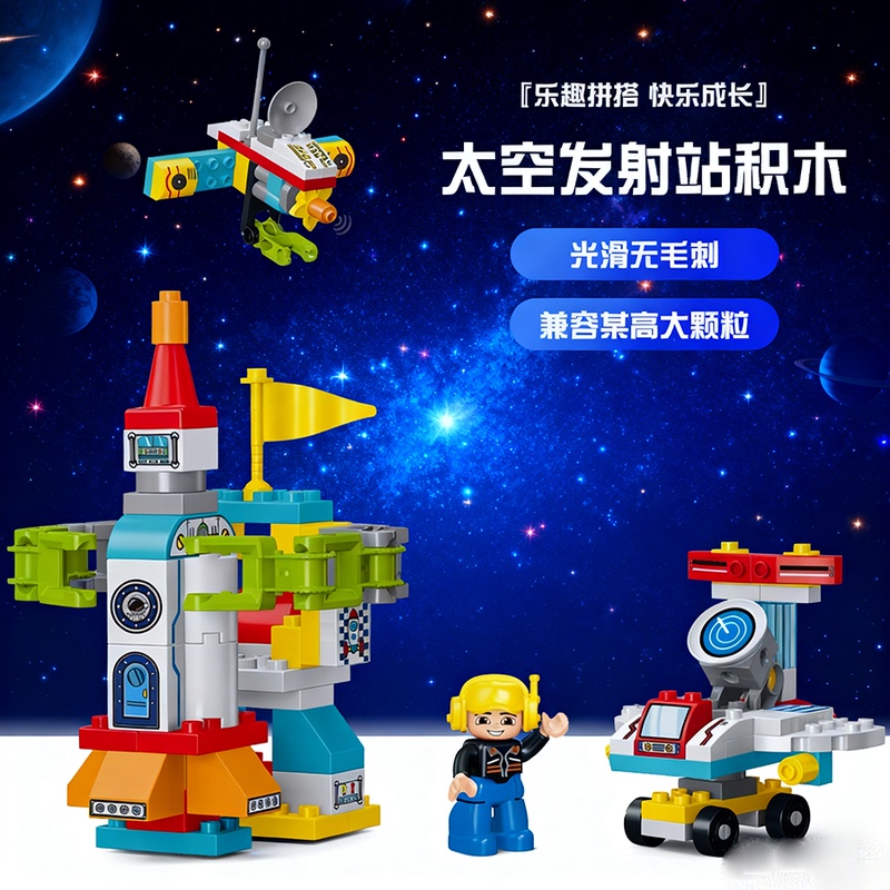 Children's Building Blocks Large-Piece Space Rocket Launch Station 3 to 6 Years Old Brain-Stimulating Intelligence Development Toys for Boys Children's Building Blocks Large-Piece Space Rocket Launch Station 3 to 6 Years Old Brain-Stimulating Intelligence Development Toys for Boys