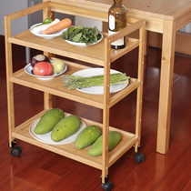 Kitchen Shelve Ground Hotpot Shelf Bathroom containing finishing solid wood microwave rack Vegetable Shelf Layer Rack with wheel bamboo