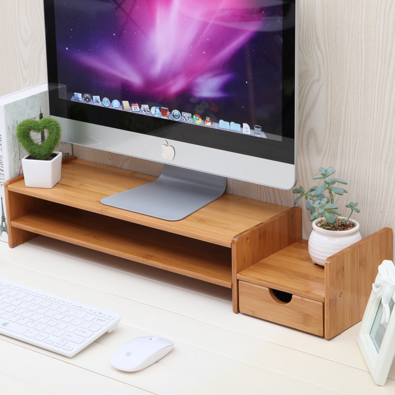Computer monitor heightened shelf base screen bracket office desktop storage box office supplies rack bamboo