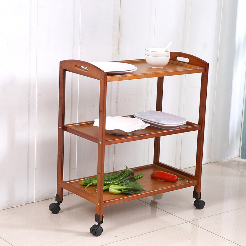 Kitchen shelf floor hot pot shop vegetable shelf bathroom storage arrangement microwave rack vegetable shelf layer frame wood